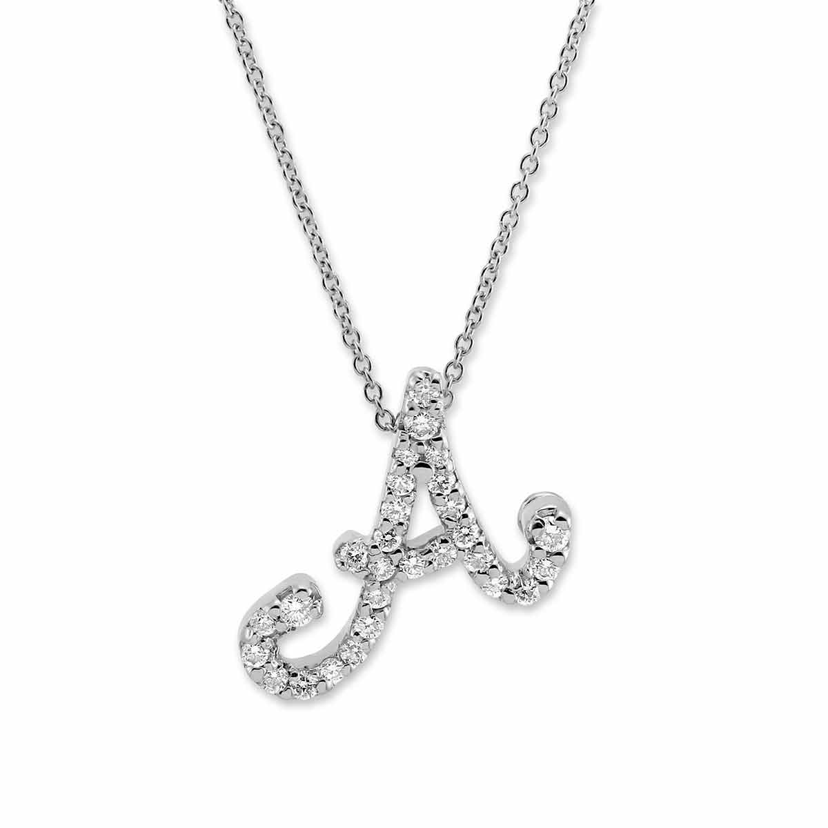 Roberto Coin Diamond Script Initial A Necklace, 18