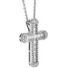 Roberto Coin Multi Shape Diamond Classic Cross Pendant in White Gold, 18"