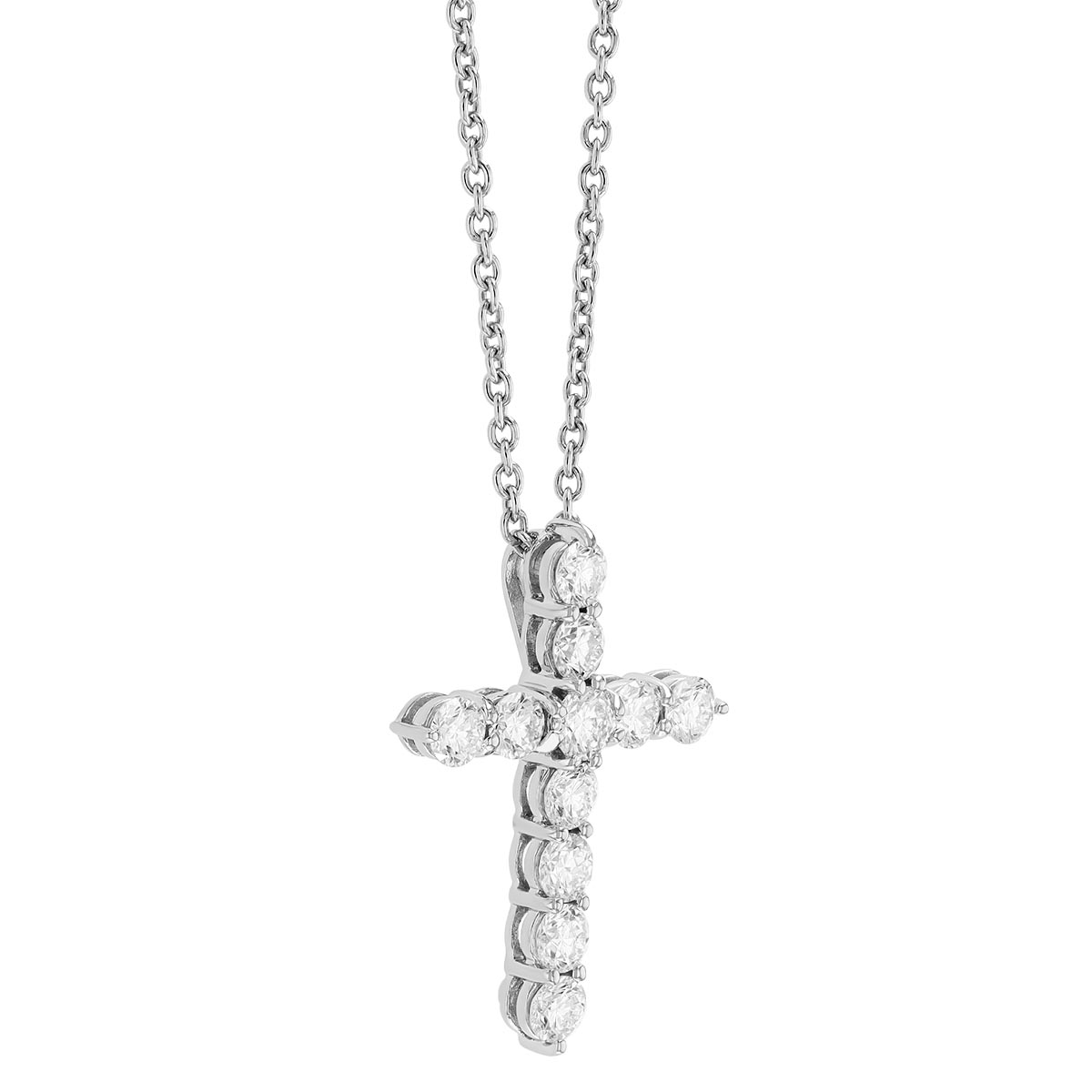 Roberto Coin Diamond Cross Pendant in White Gold, 16
