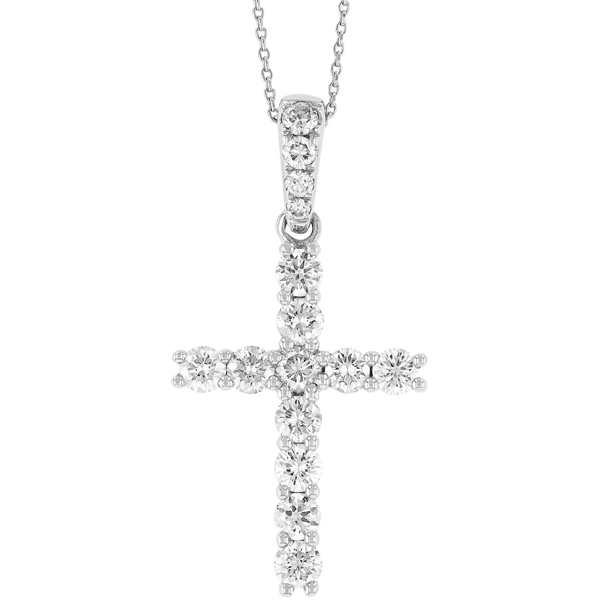 18K White Gold 1.00cttw Diamond Cross Pendant