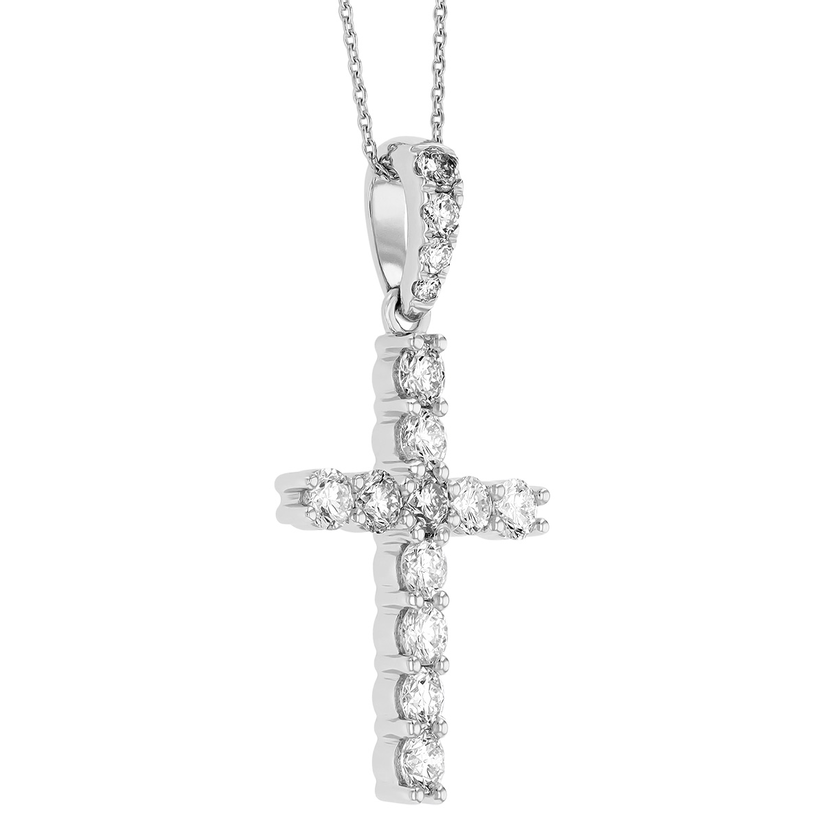 18K White Gold 1.00cttw Diamond Cross Pendant