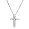 Diamond Cross Pendant Necklace in White Gold, 0.09 cttw