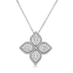 Image for Roberto Coin Princess Flower Large White Gold Pendant Necklace with Diamonds