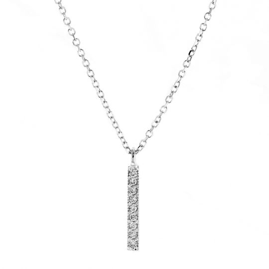 14k White Gold Diamond Mini Vertical Bar Pendant 16 Borsheims - Diamond Horizontal Bar Pendant Necklace