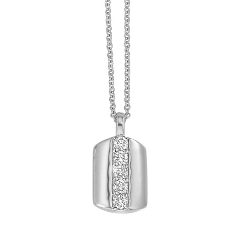 Diamond Channel Rectangular Pendant in White Gold, 16