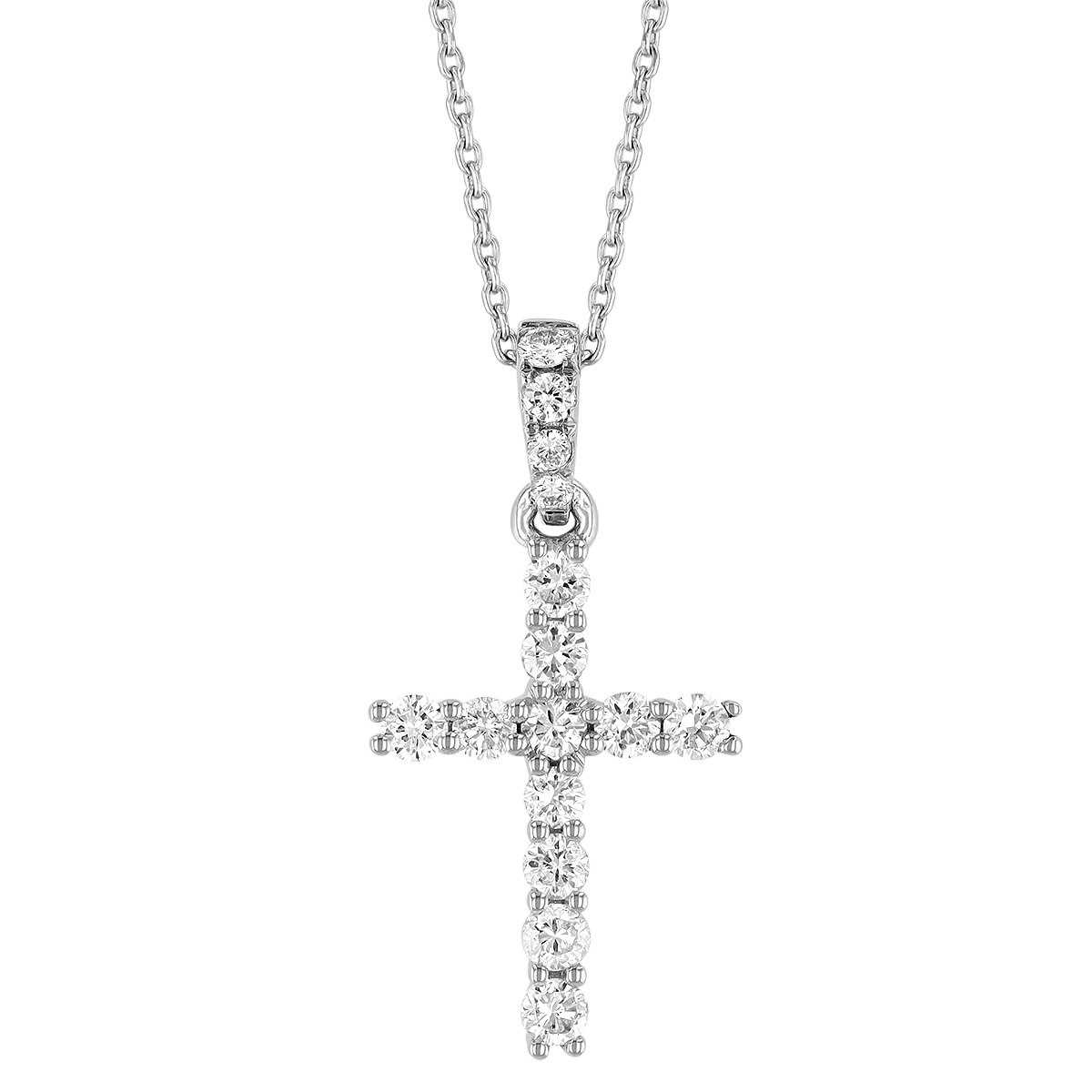 Diamond Small Cross Pendant in White Gold, .25 cttw
