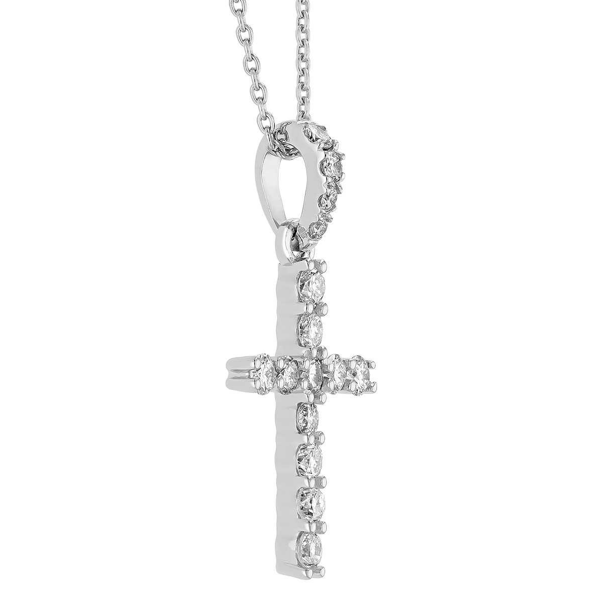 Diamond Small Cross Pendant in White Gold, .25 cttw