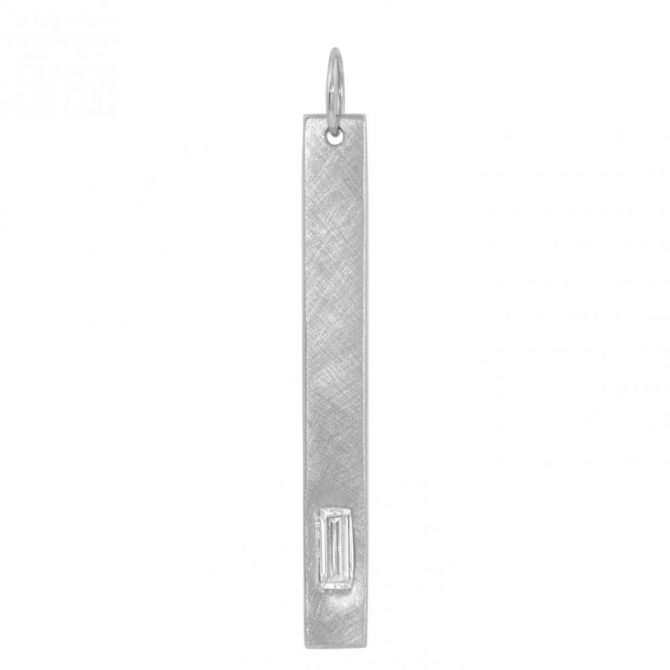Julez Bryant Baquette Diamond & White Gold Bar Pendant