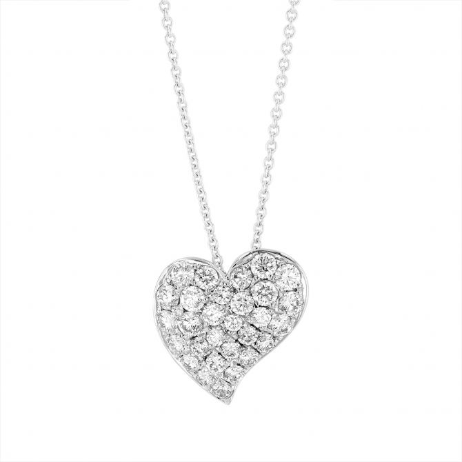 14K White Gold Diamond Heart Charm Holder Necklace Yellow Gold