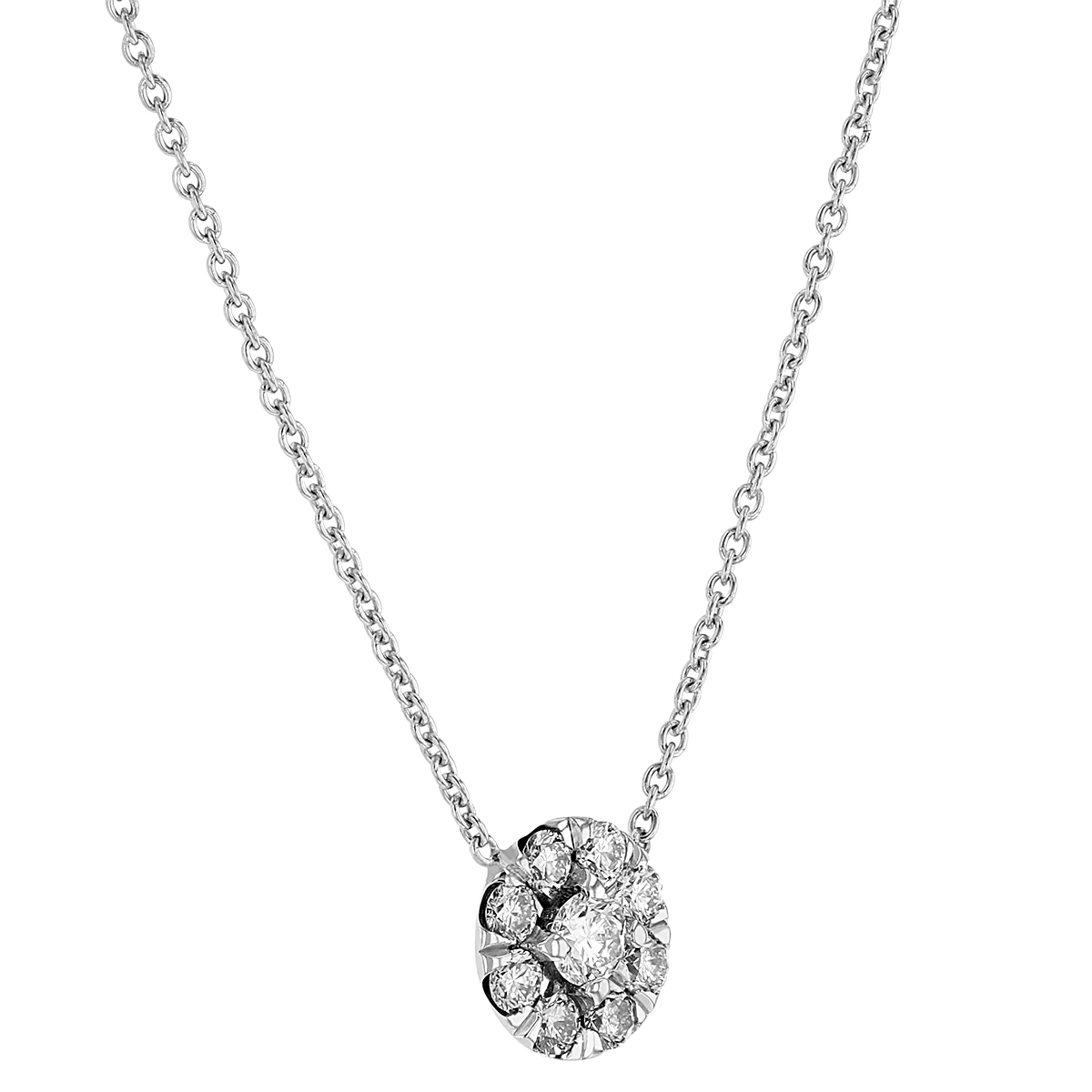 Roberto Coin Tiny Treasures Diamond Halo Circle Pendant in White Gold, 18