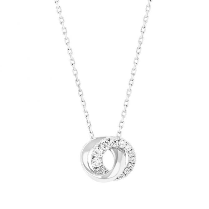 Frederic Sage Diamond & White Gold Mini Interlocking Circle Pendant, 0.18 cttw, 18"