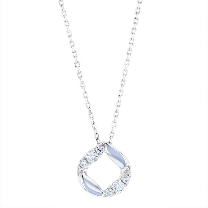 Frederic Sage Diamond & White Gold Halo Kiss Beveled Cushion Pendant Necklace