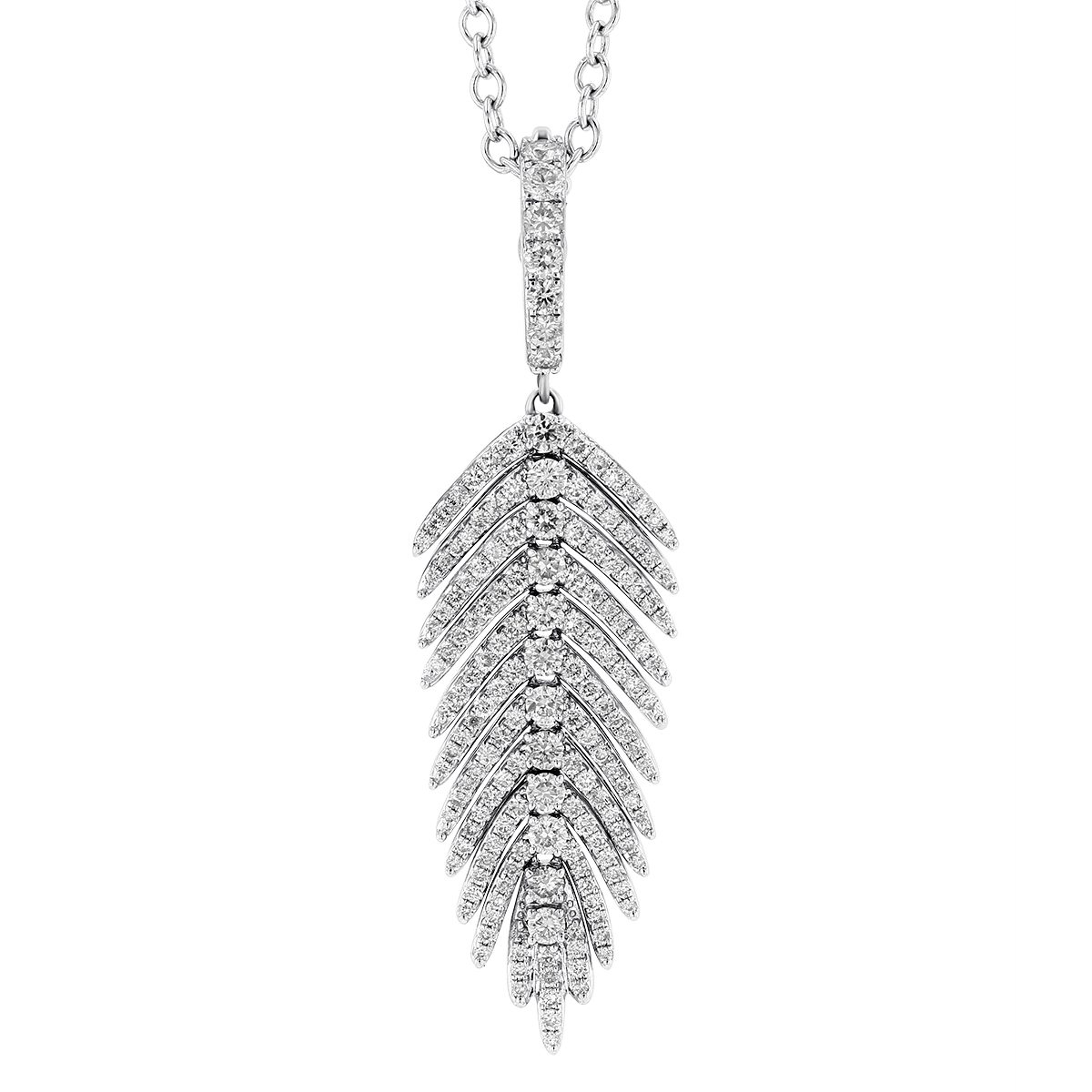 SUTRA Diamond Feather Pendant Necklace in White Gold Borsheims
