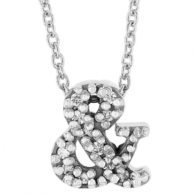 Roberto Coin Tiny Treasures Diamond Ampersand Symbol Pendant in White Gold, 18"