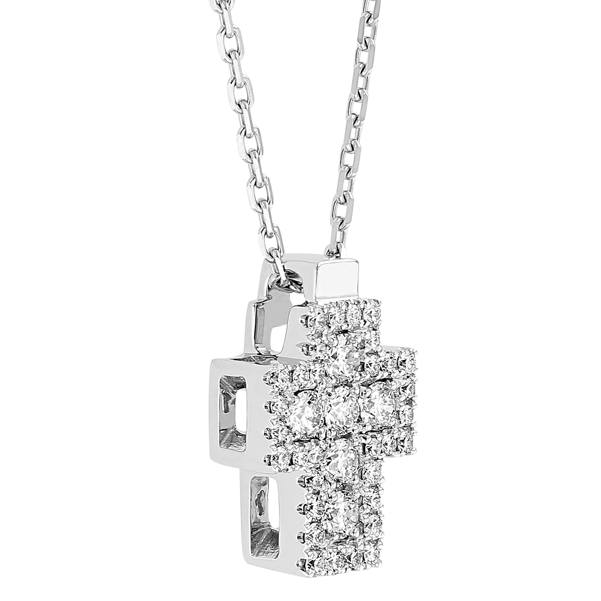 Frederic Sage Diamond Pavé Wide Cross Pendant in White Gold, 18
