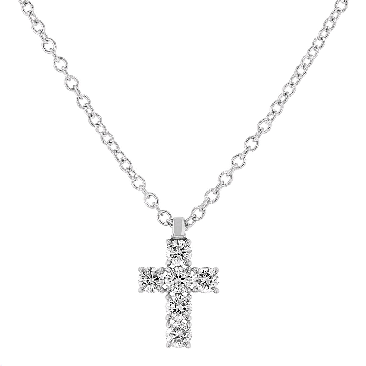 Diamond .50 cttw Cross Pendant in White Gold, 16