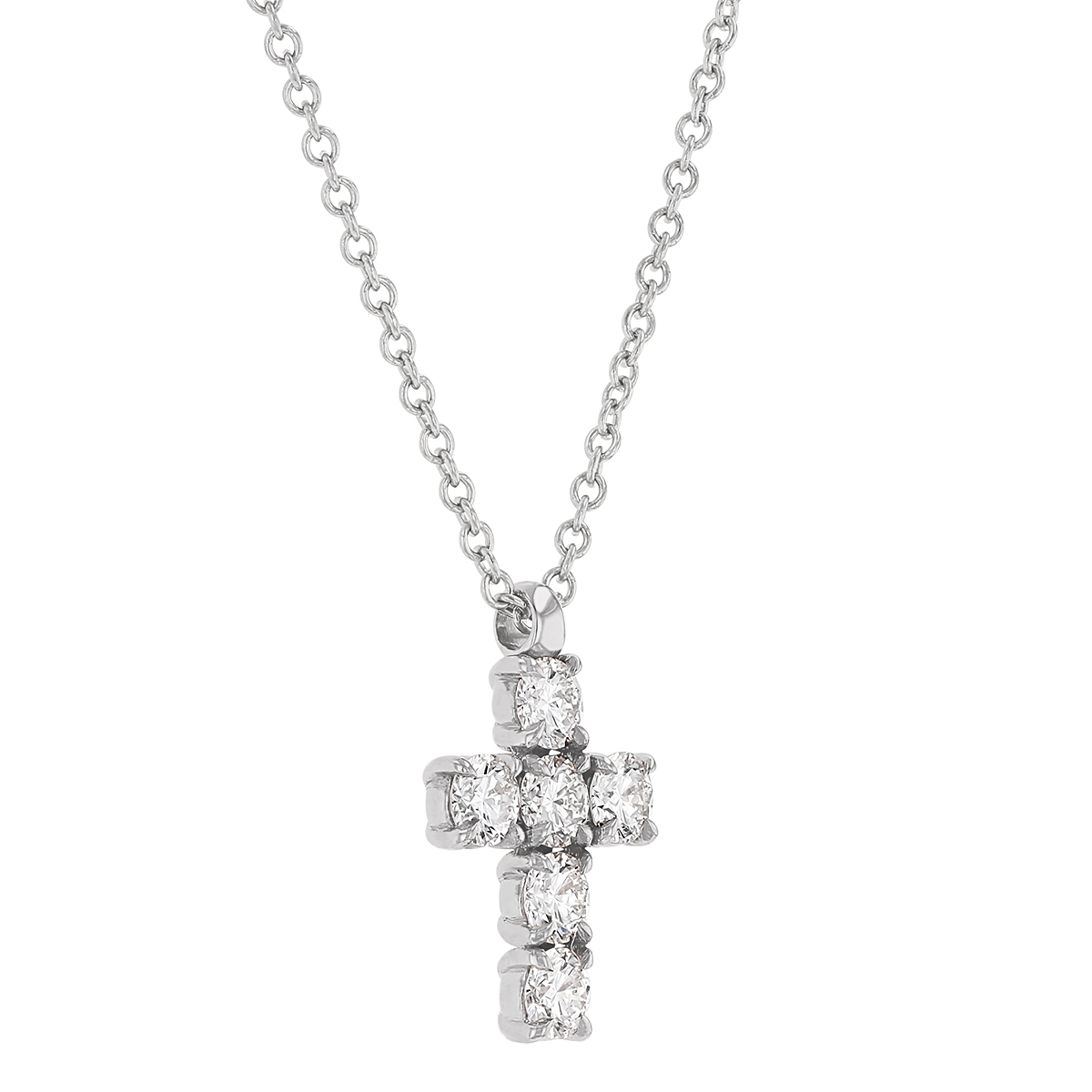 Diamond .50 cttw Cross Pendant in White Gold, 16