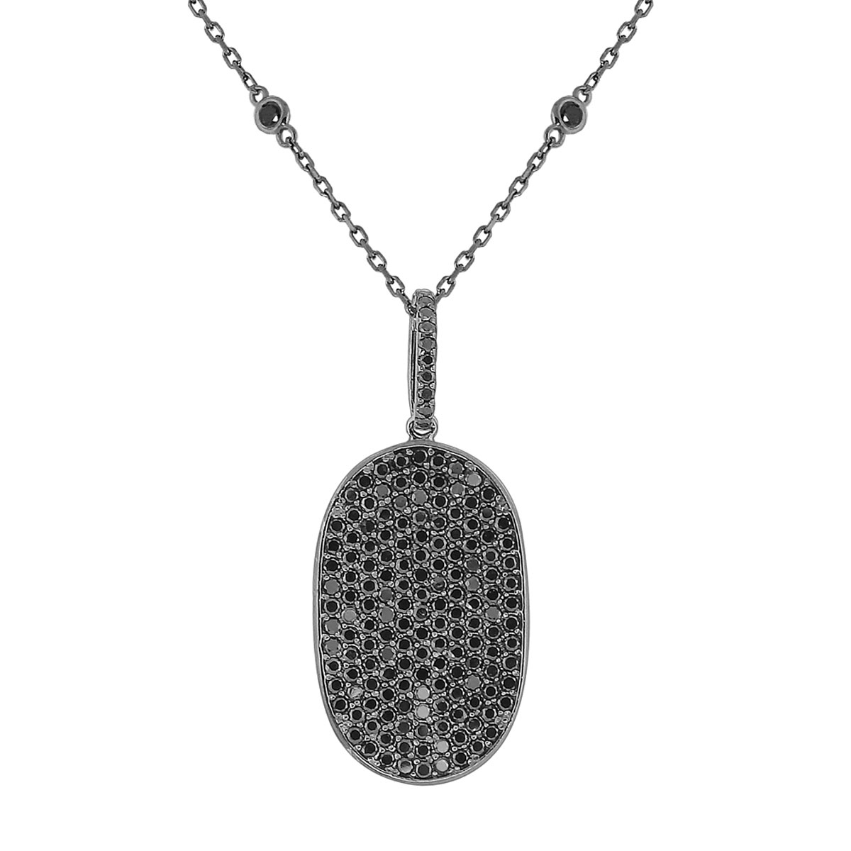 Black Diamond Dog Tag Necklace in White Gold Borsheims
