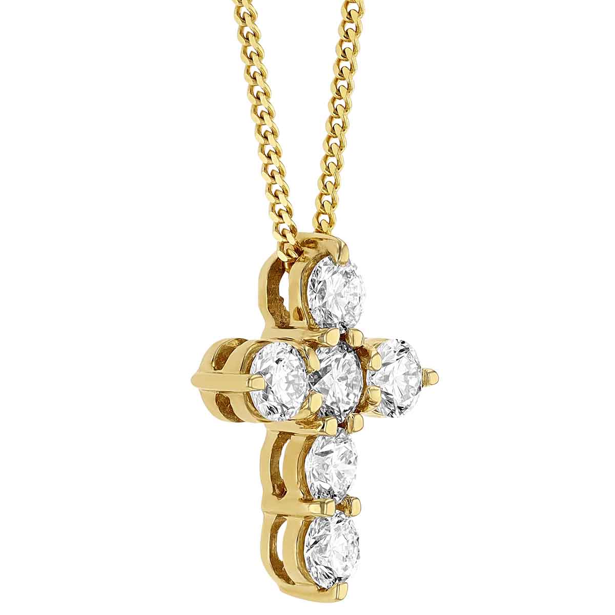 Diamond Small Cross Pendant in Yellow Gold, 16