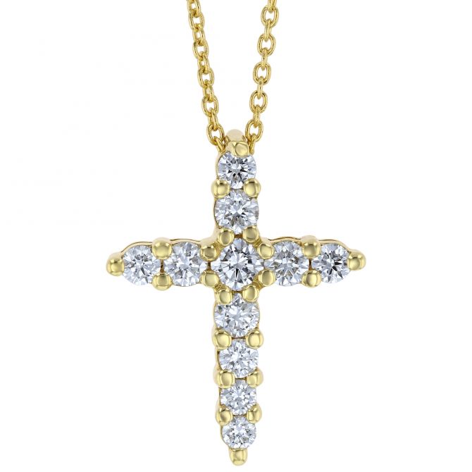 Roberto Coin Yellow Gold Tiny Treasures Cross Pendant Necklace