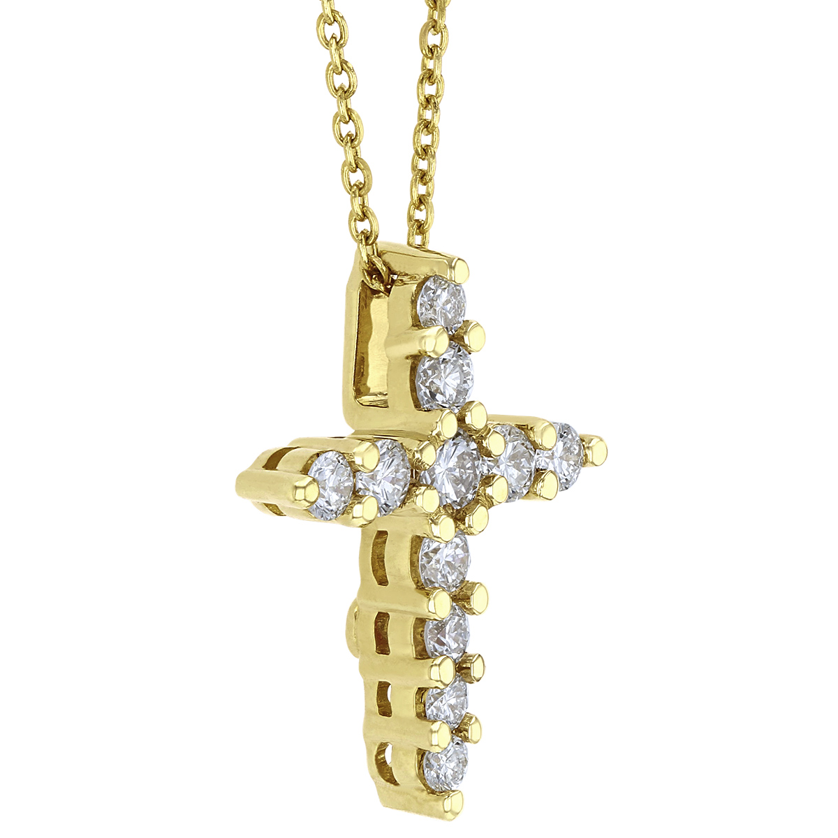 Roberto Coin Tiny Treasures Diamond Cross Necklace in 18K Gold, 0.39 cttw, 18