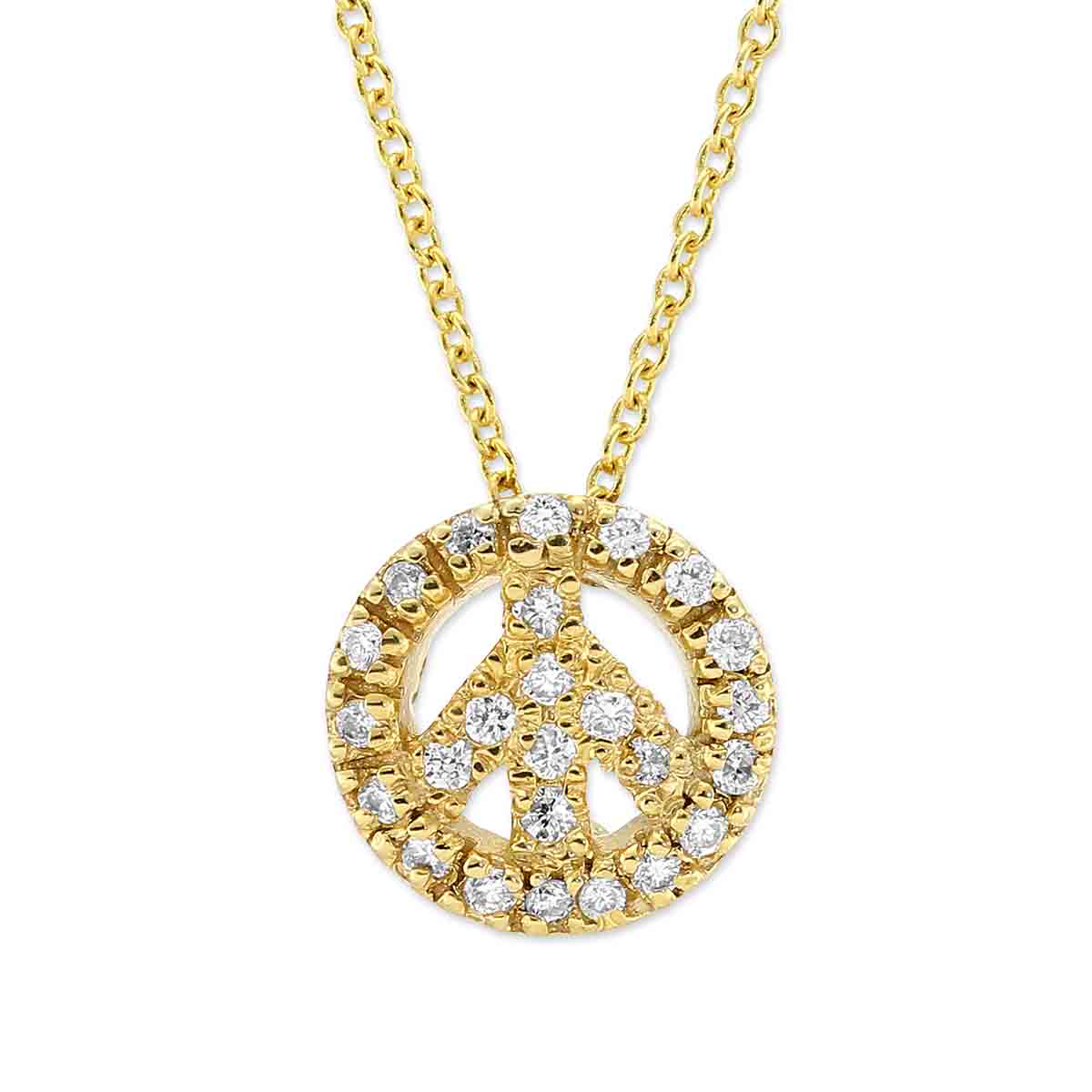 Roberto Coin 18K Yellow Gold Diamond Peace Sign Pendant/Necklace