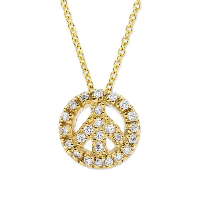 Roberto Coin 18K Yellow Gold Diamond Peace Sign Pendant/Necklace