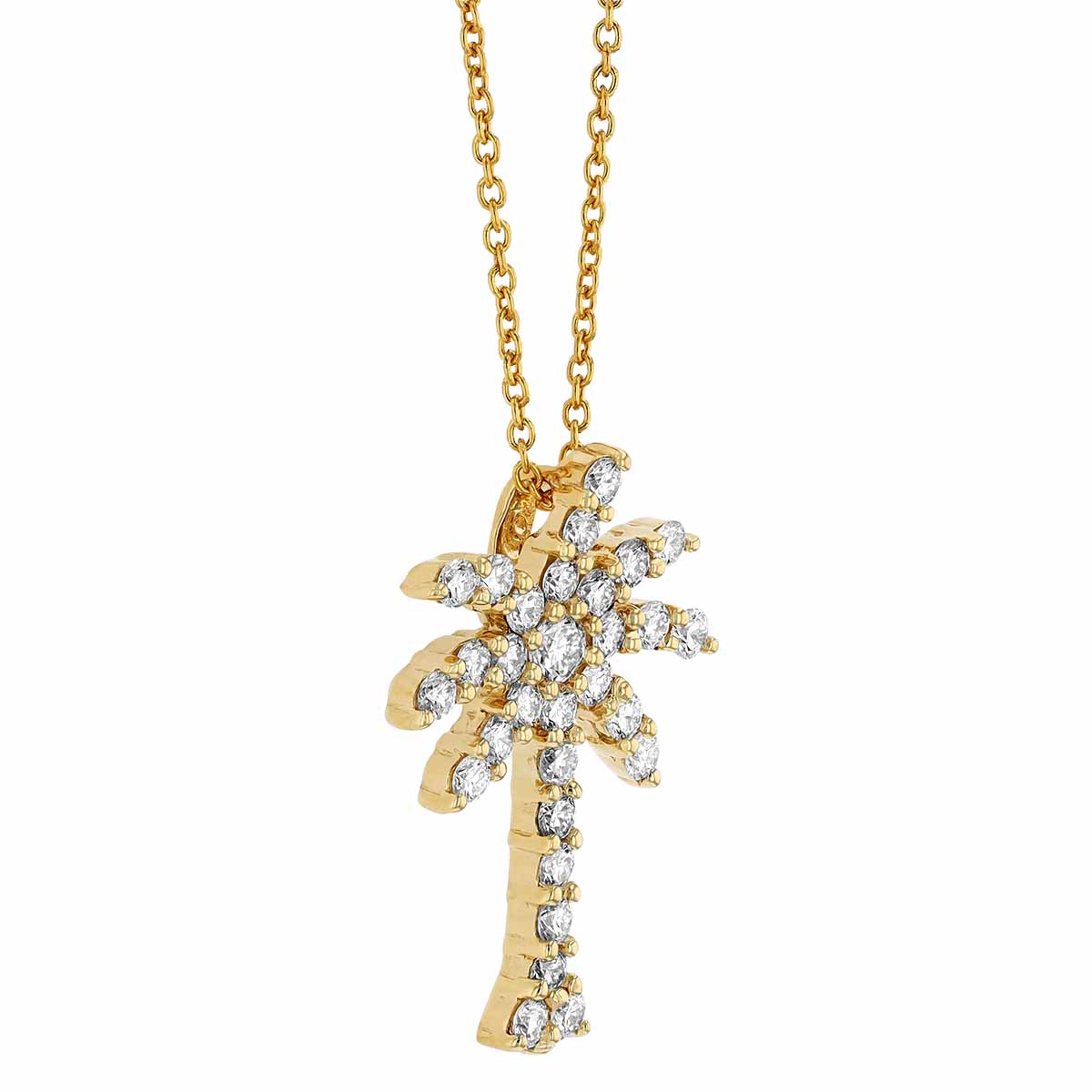 Roberto Coin Tiny Treasures Diamond Large Palm Tree Pendant in 18K Gold, 18