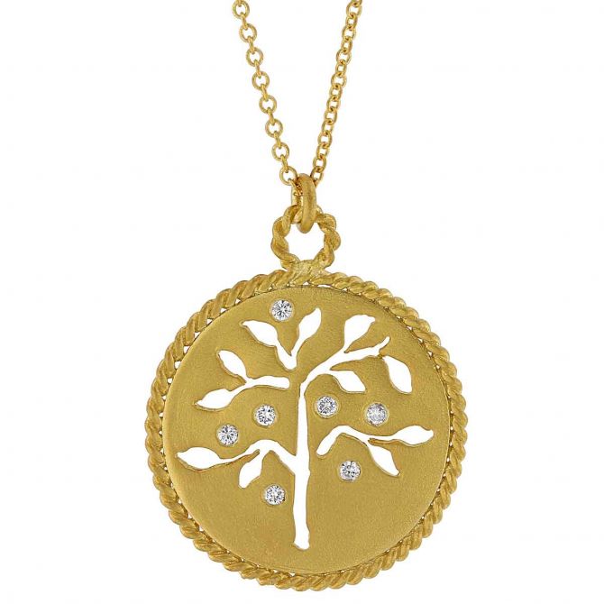 Marika 14k Yellow Gold Diamond Tree Pendant, 18" Chain