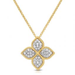 Image for Roberto Coin Princess Flower Large Yellow Gold Pendant Necklace with Diamonds