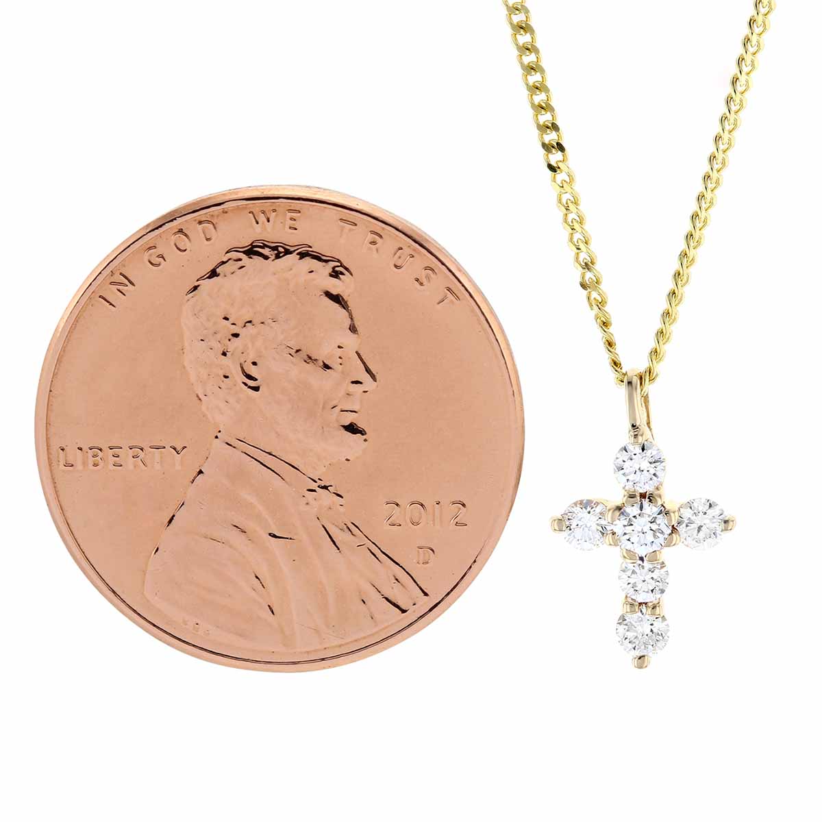 Diamond Cross Pendant Necklace in Yellow Gold, 0.23 cttw