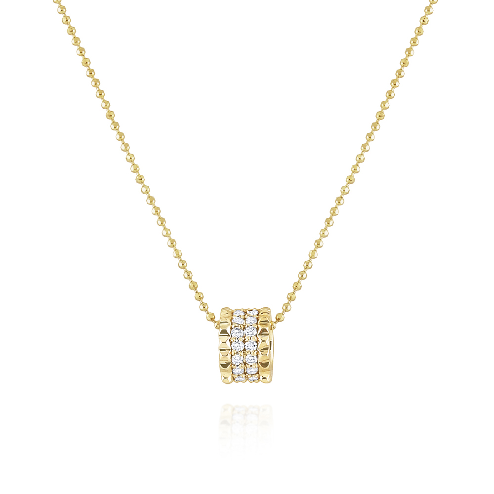 14K Yellow Gold Diamond Round Rondell Pendant, 16