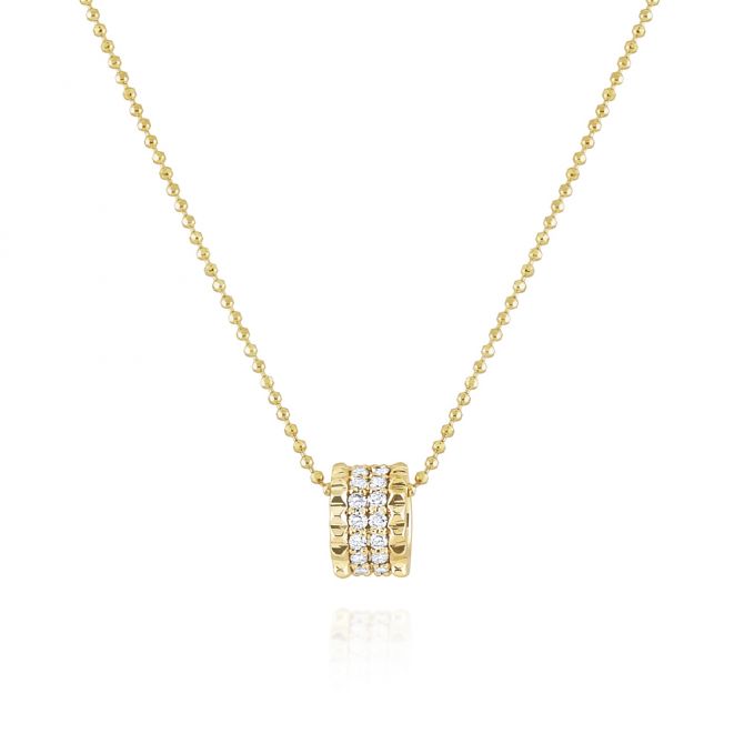 14K Yellow Gold Diamond Round Rondell Pendant, 16"