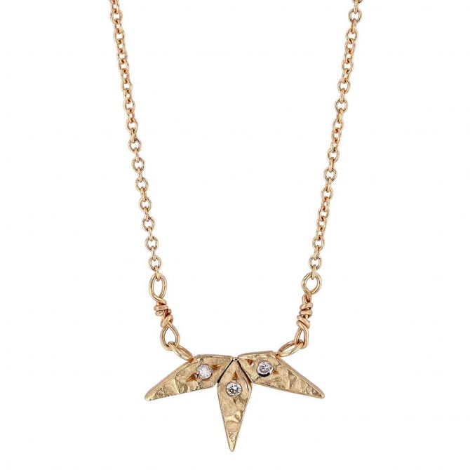 Robin Haley Half Snowflake Yellow Gold Necklace with Diamonds, 16"