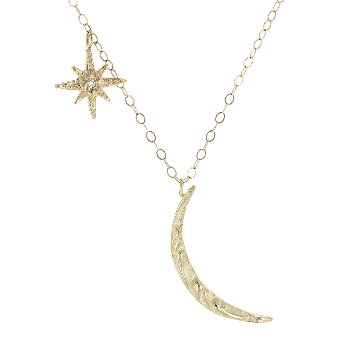 Robin Haley Moon & Star Pendant with Diamonds in Yellow Gold | 3003 ...