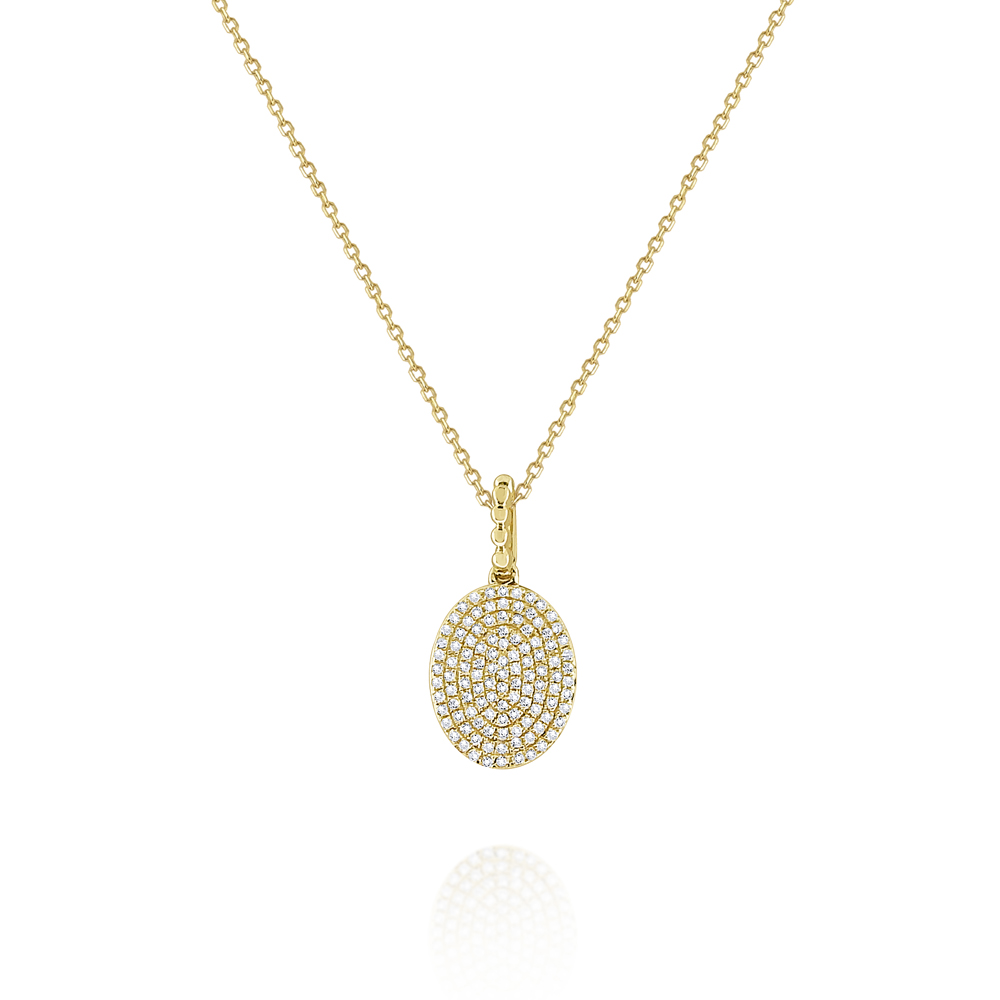 14K Yellow Gold Diamond Pavé Oval Pendant, 16" Borsheims