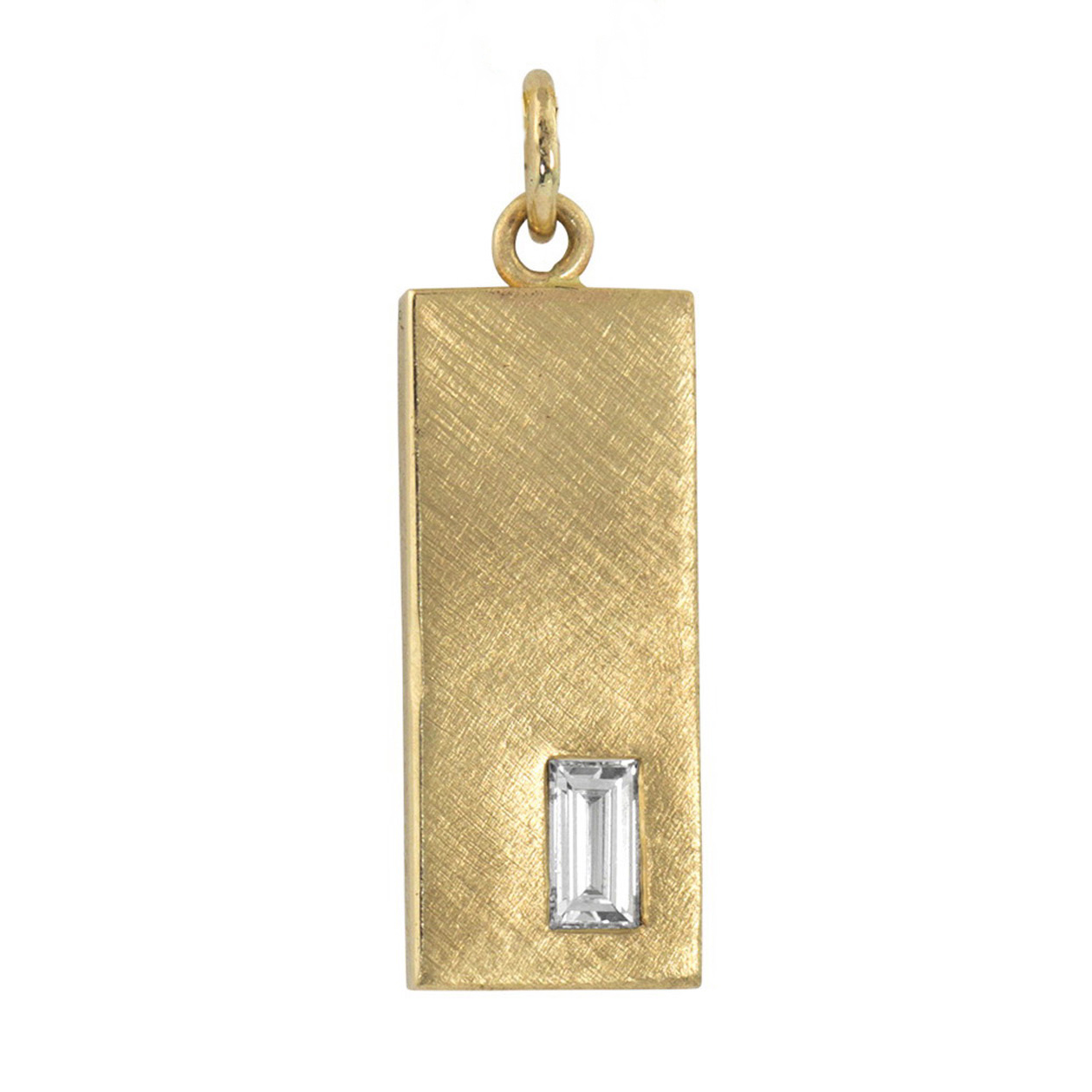 Julez Bryant Baquette Diamond & Small Yellow Gold Bar Pendant