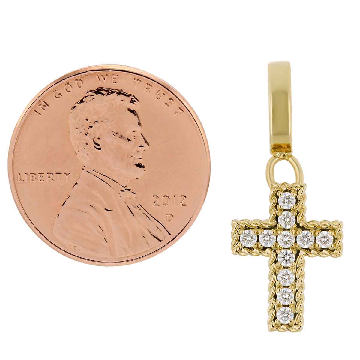 Roberto Coin Princess Yellow Gold & Diamond Cross Pendant Necklace Charm