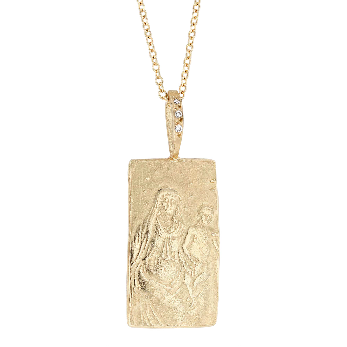 Robin Haley Modonna Artifact Charm Pendant with Diamond Bail in Yellow Gold, 18