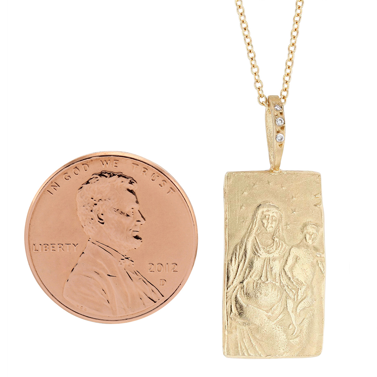 Robin Haley Modonna Artifact Charm Pendant with Diamond Bail in Yellow Gold, 18