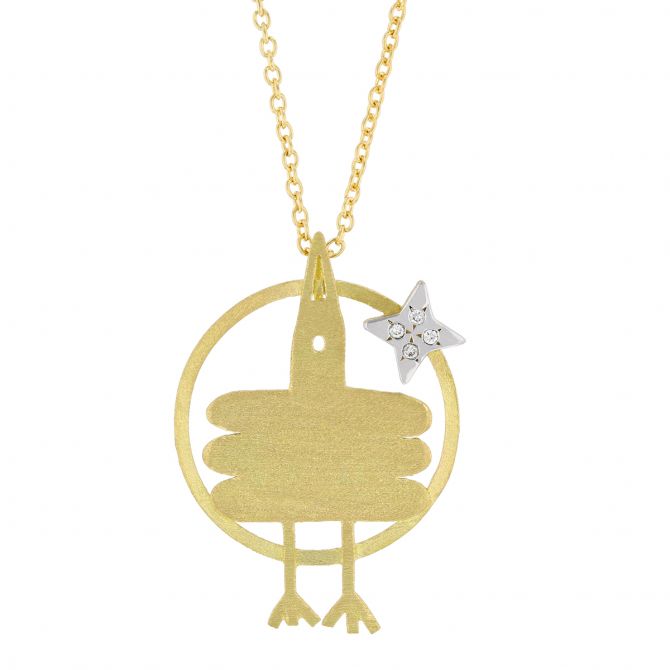 Luisa Rosas Caring Tales Diamond Holy Spirit & Star Small Pendant in Yellow Gold, 16"