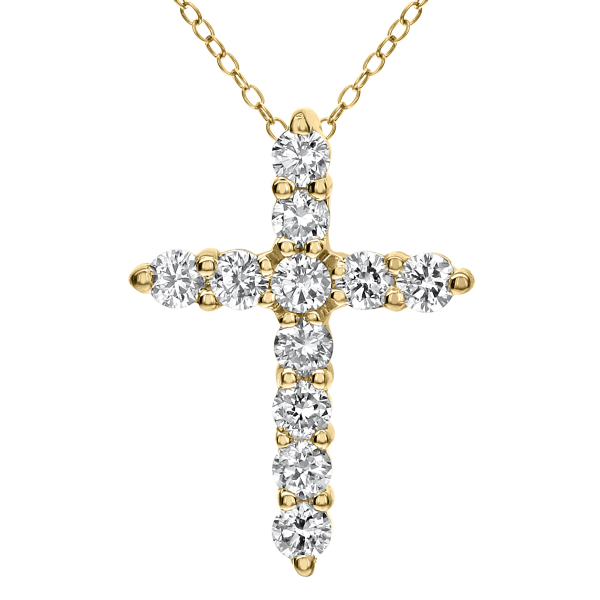 Diamond .50 cttw Cross Pendant in Yellow Gold, 16