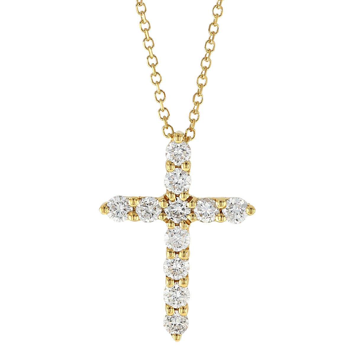 Diamond .50 cttw Cross Pendant in Yellow Gold, 16