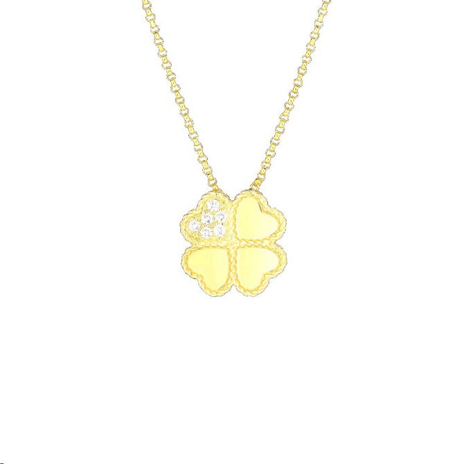 Roberto Coin Princess Diamond Clover Pendant in Yellow Gold, 18"