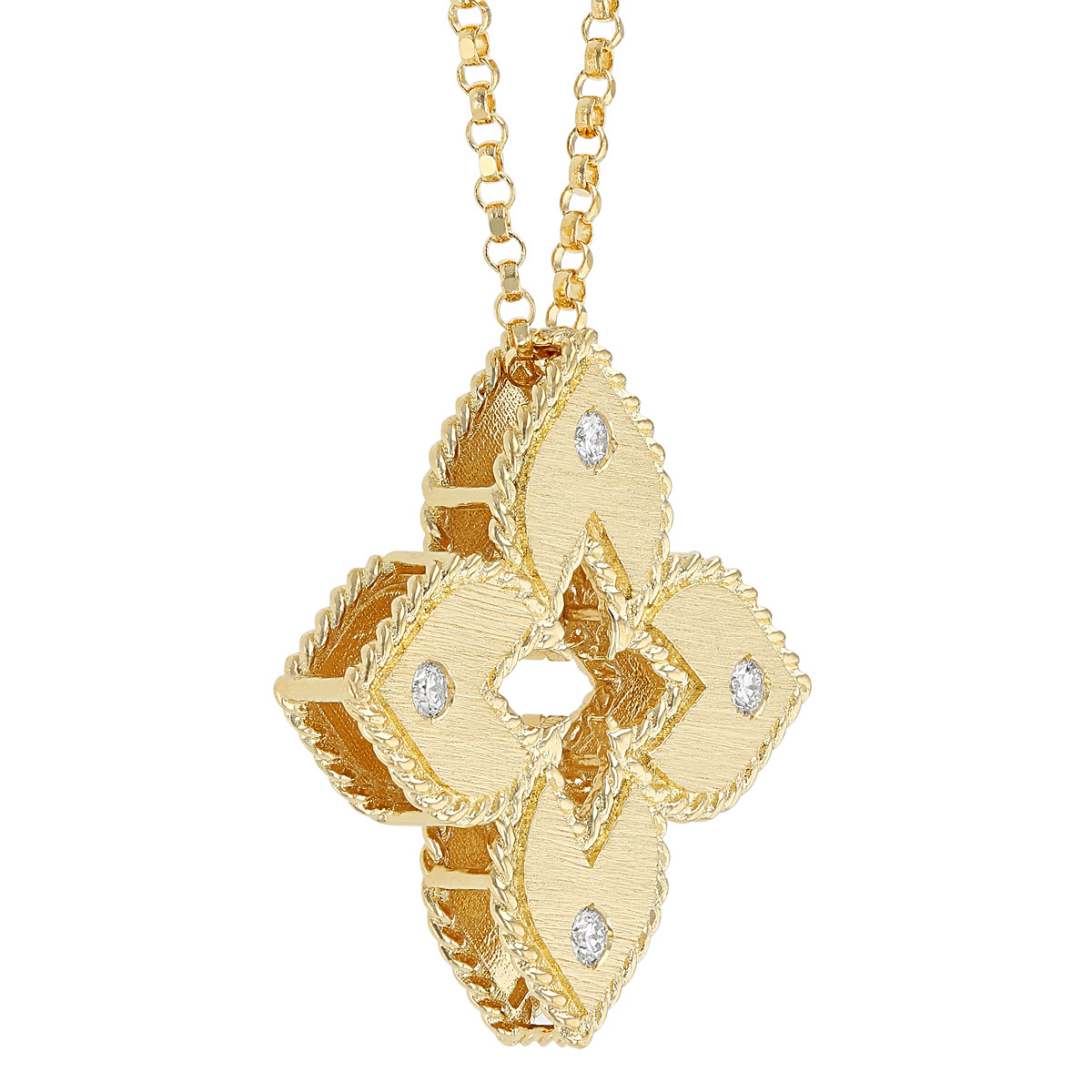 Roberto Coin Venetian Princess Flower Yellow Gold Pendant with Diamonds, 18