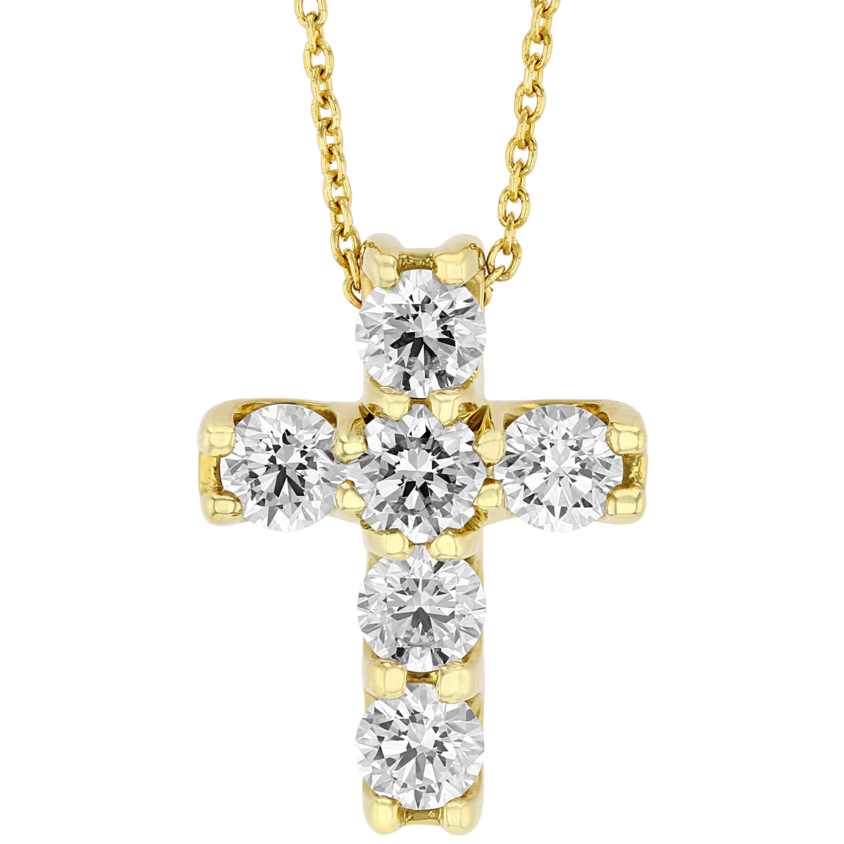 Roberto Coin Diamond Square Set Cross Pendant in Yellow Gold, 18 ...