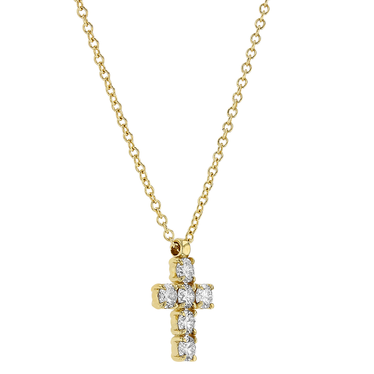 Diamond .36 cttw Cross Pendant in Yellow Gold, 16