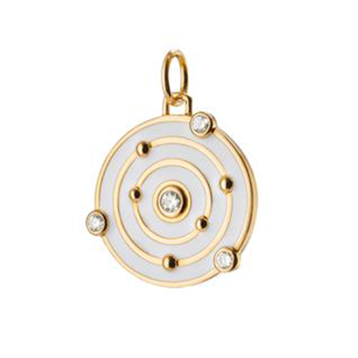 Monica Rich Kosann The Time Is Now Yellow Gold & Enamel Charm Pendant with Diamonds