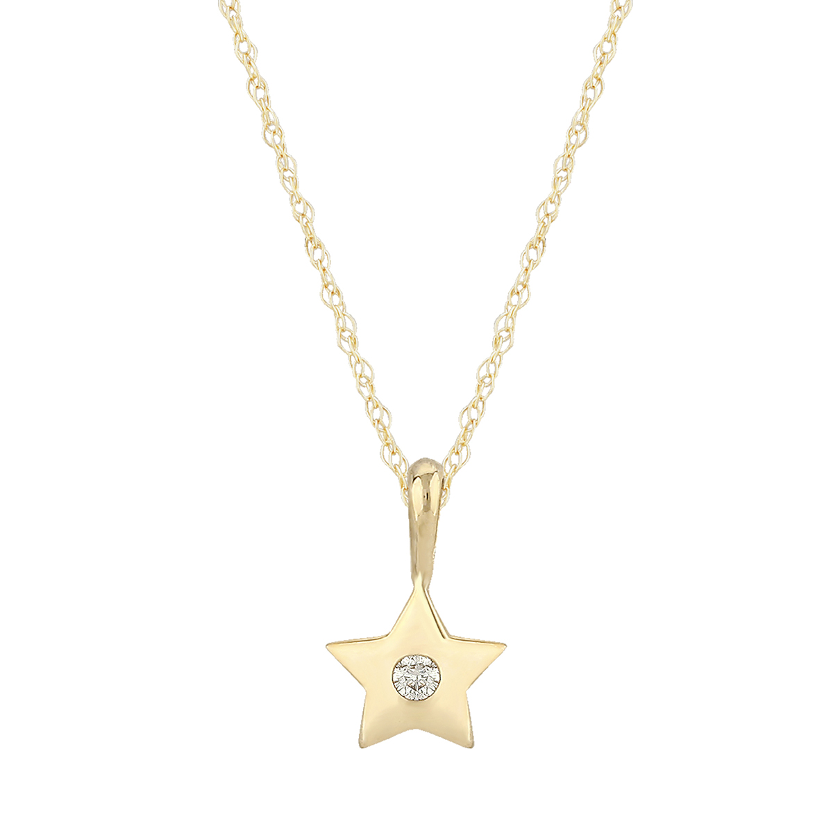 Yellow Gold Star Pendant with Flush Set Diamond, 18