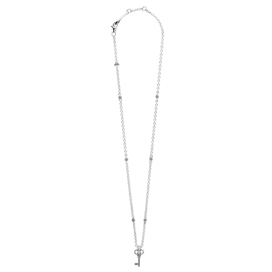 LAGOS Sterling Silver Diamond Pavé Beloved Key Small Pendant, 16-18